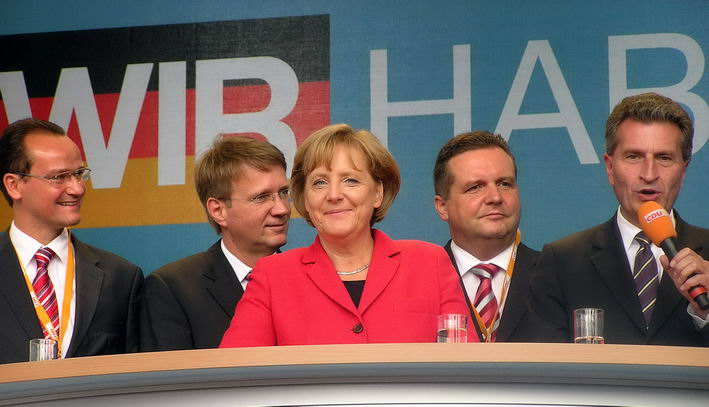 Begrung der Bundeskanzlerin durch MP Gnther H. Oettinger 